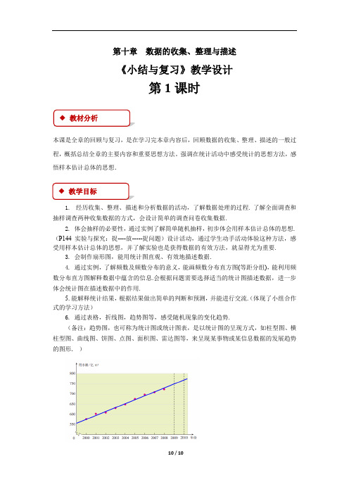 《数据的收集、整理与描述小结》教学设计【初中数学人教版七年级下册】