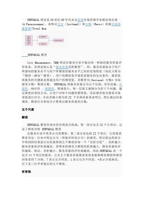 SERVQUAL理论是20世纪80年代末由美国市场营销学家帕拉休拉曼