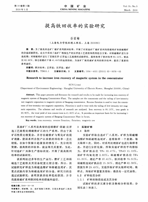 提高铁回收率的实验研究