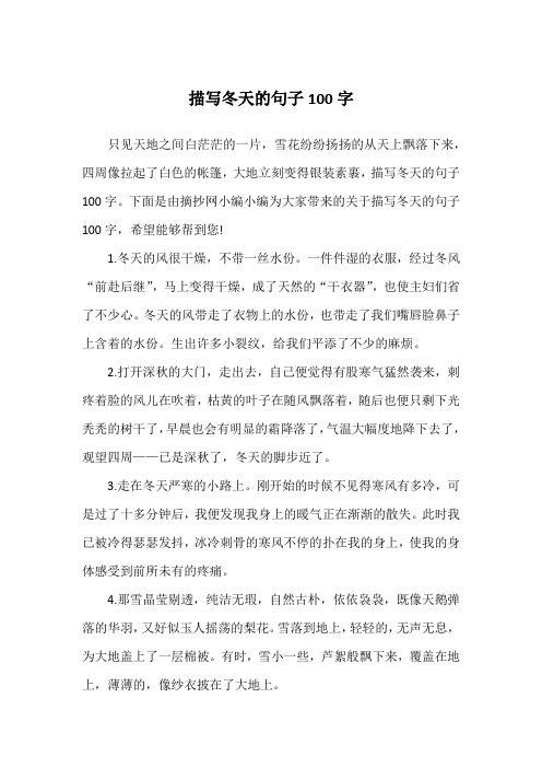 描写冬天的句子100字