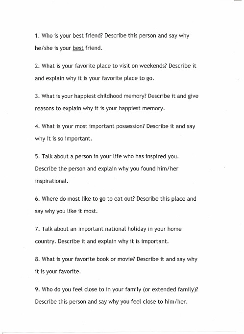 TOEFL Speaking Topics
