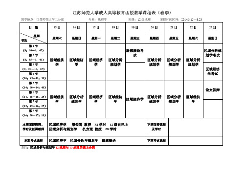 江苏师范大学成人高等教育函授教学课程表春季