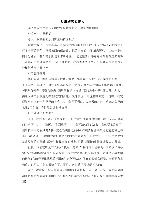 野生动物园游记_小学作文_1
