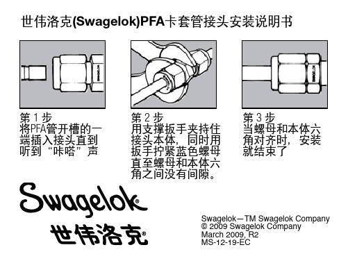 世伟洛克(Swagelok)PFA卡套管接头安装说明书 - 管开槽的一 端插入