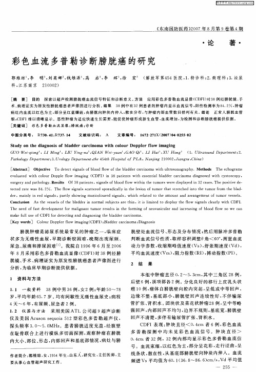 彩色血流多普勒诊断膀胱癌的研究