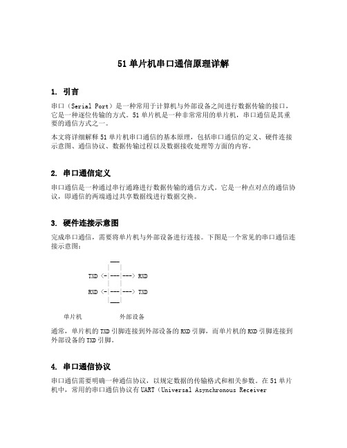 51单片机串口通信原理