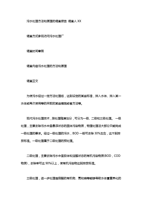 2020年污水处理调查报告
