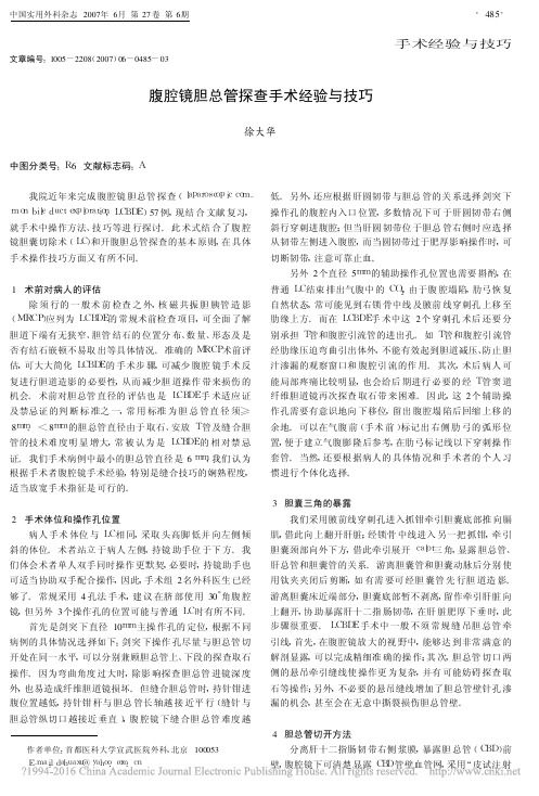 腹腔镜胆总管探查手术经验与技巧_徐大华