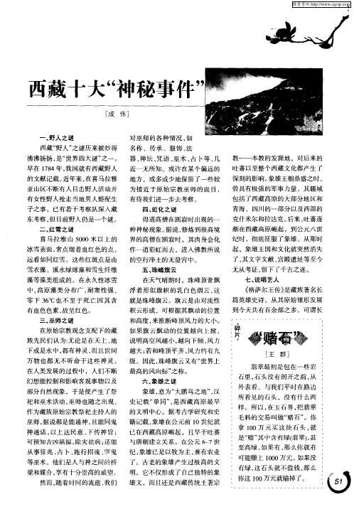 西藏十大“神秘事件”