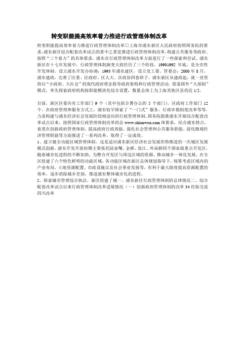 转变职能提高效率着力推进行政管理体制改革