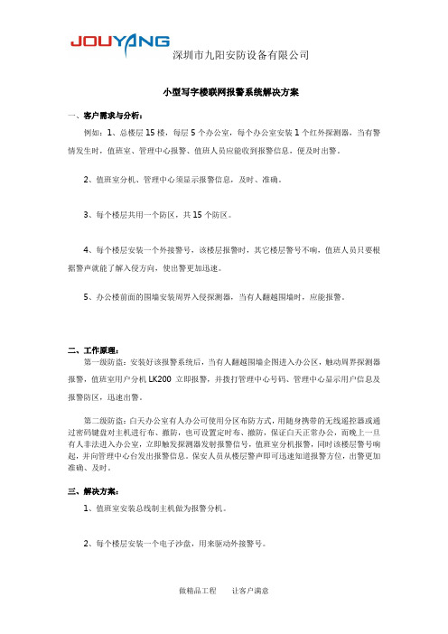小型写字楼联网报警系统解决方案