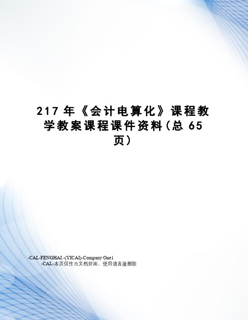 《会计电算化》课程教学教案课程课件资料