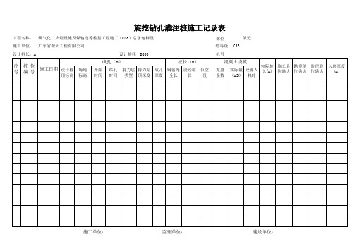 旋挖钻孔灌注桩施工记录表word版本