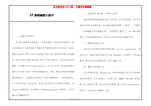 XP系统减肥小技巧