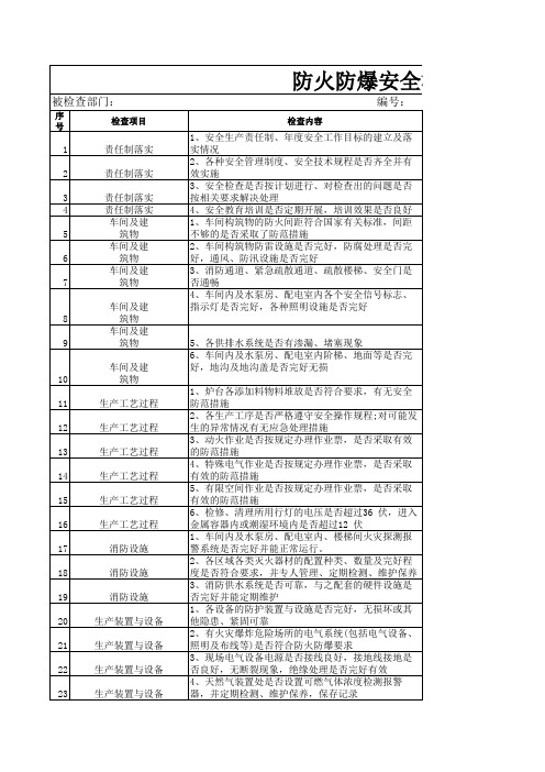 防火防爆安全检查表