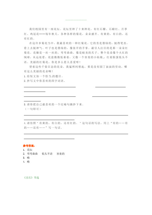 小学语文三年级阅读理解专项练习附答案