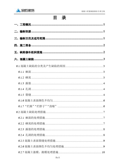 混凝土质量缺陷修补专项方案(DOC)