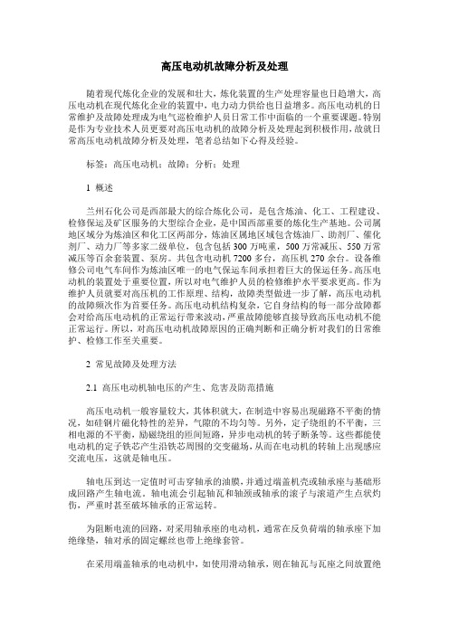 高压电动机故障分析及处理