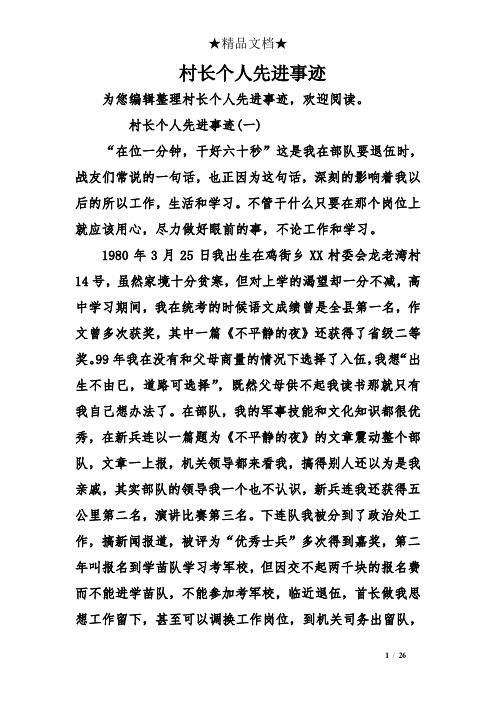 村长个人先进事迹