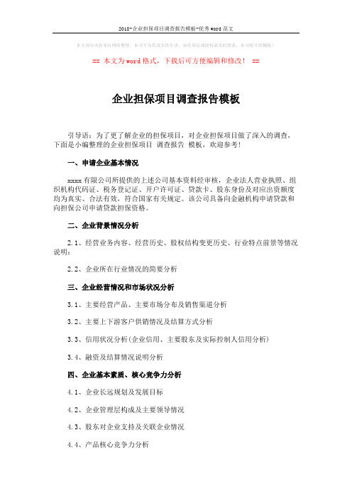 2018-企业担保项目调查报告模板-优秀word范文 (3页)