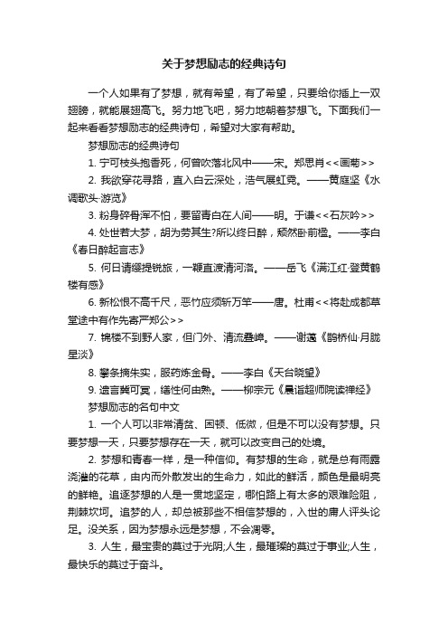 关于梦想励志的经典诗句