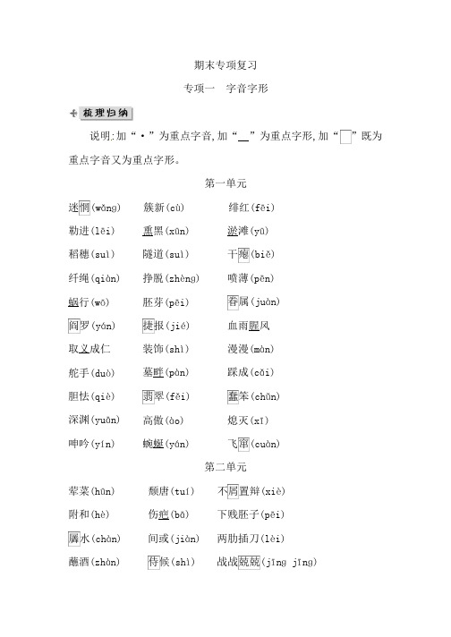 人教部编版九年级下册语文同步练习：专项一字音字形附答案