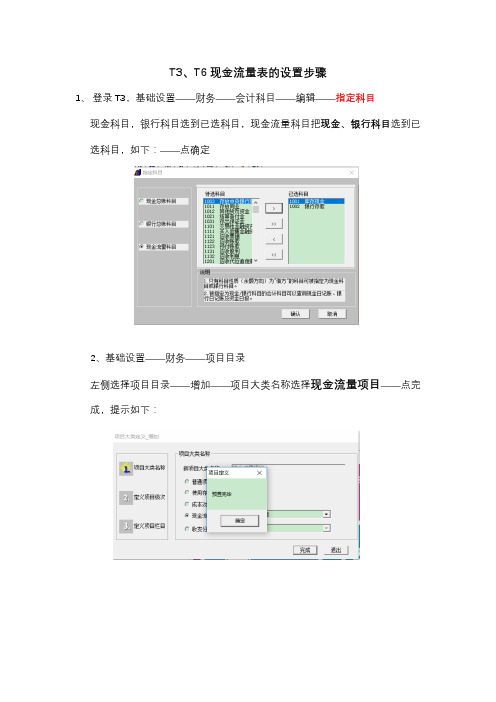 T3、T6现金流量表的设置流程