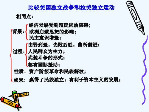 比较美国独立战争和拉美独立运动