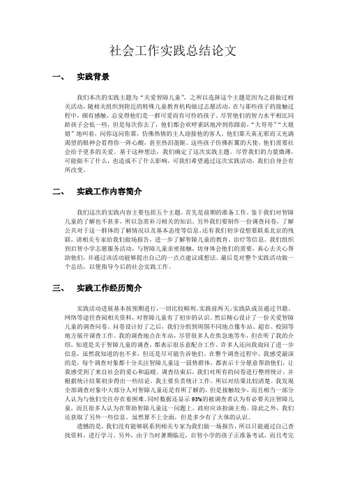 社会工作实践总结论文