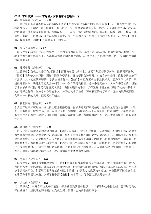 百年流芳--百年唱片京剧名家名段经典CD15