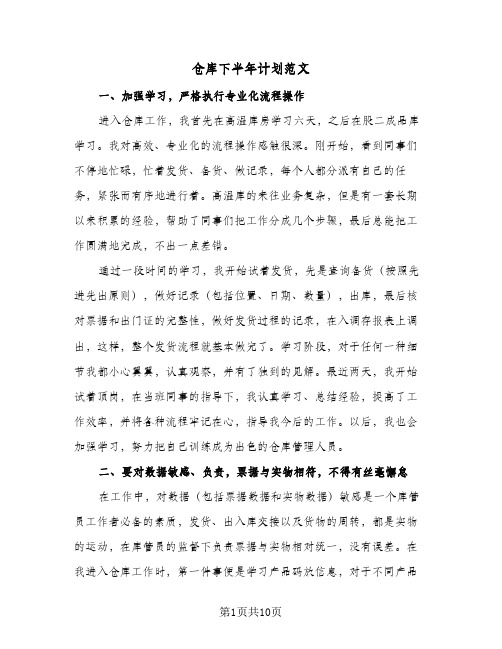 仓库下半年计划范文(4篇)