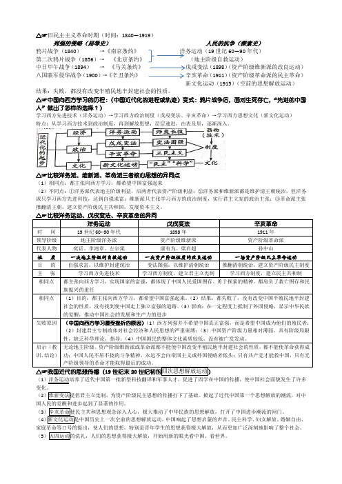 中考复习九年级上历史与社会整理资料一旧民主主义革命时期
