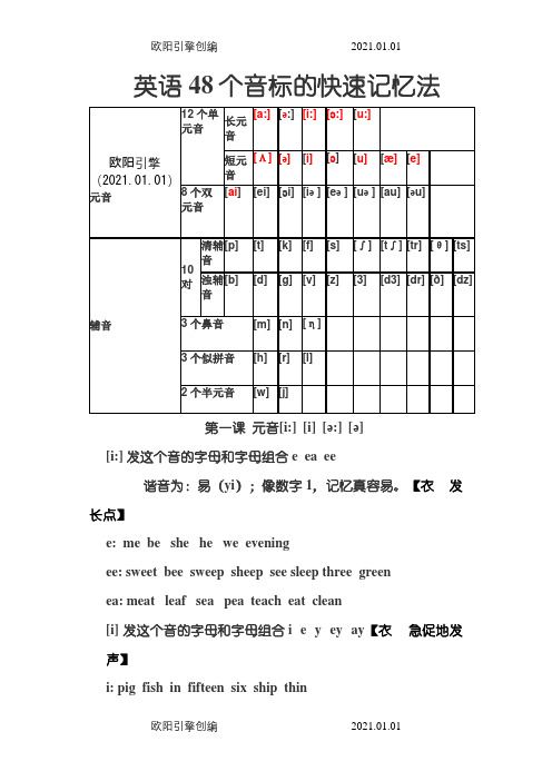 趣味记忆48个音标,超有趣之欧阳引擎创编