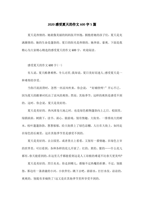 2020感受夏天的作文600字5篇