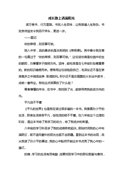 初三作文：成长路上洒满阳光作文500字