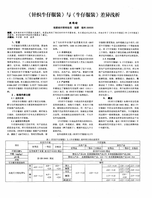《针织牛仔服装》与《牛仔服装》差异浅析