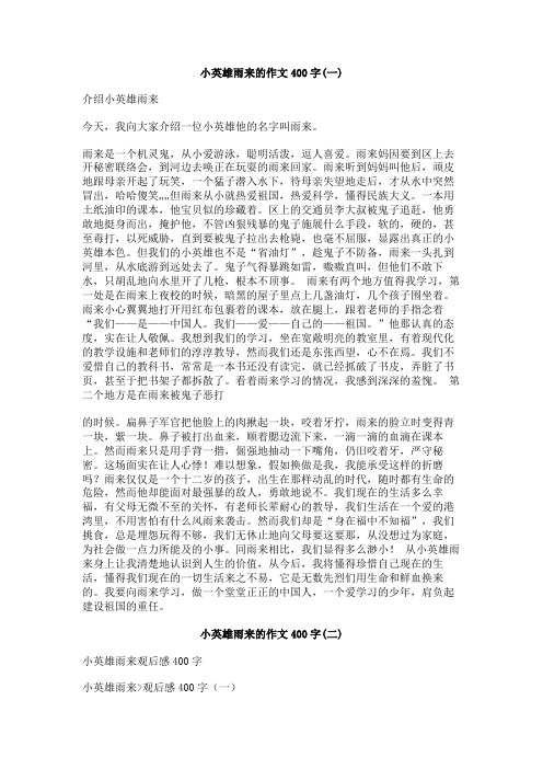 小英雄雨来的作文400字