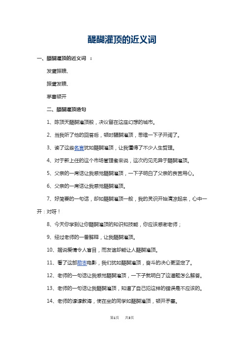 初中语文九年级(初三)醍醐灌顶造句