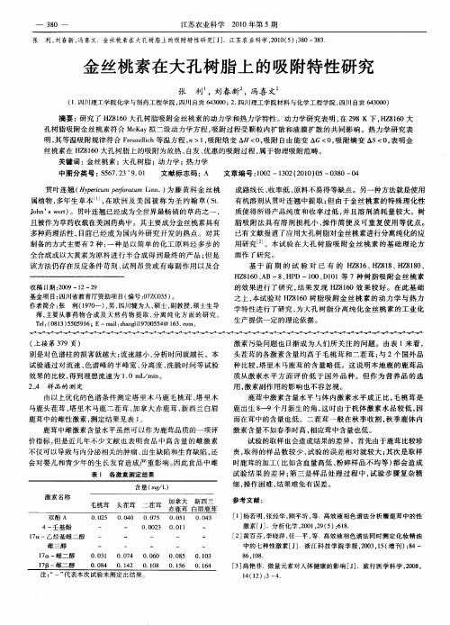 金丝桃素在大孔树脂上的吸附特性研究