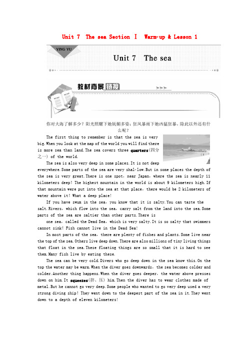 北师大版高中英语必修3 Unit 7《The sea》(Section Ⅰ)word教案