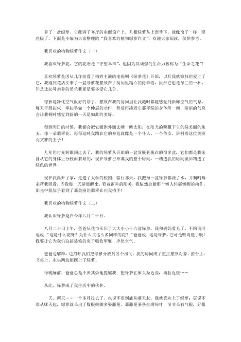 我喜欢的植物绿萝作文