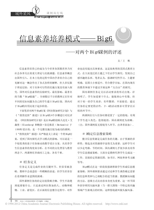 信息素养培养模式_Big6_对两个Big6课例的评述_王帆