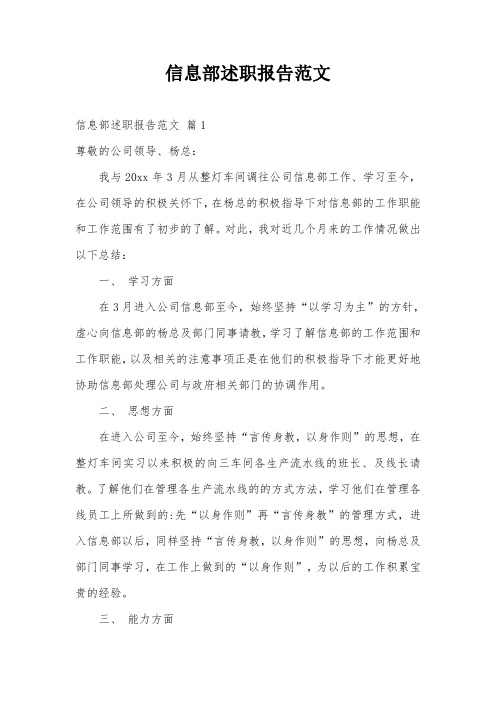 信息部述职报告范文