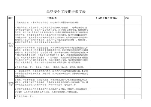 母婴安全工程推进督导表