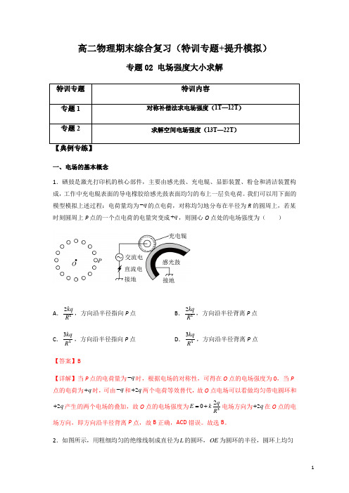 专题02 电场强度大小求解(解析版)