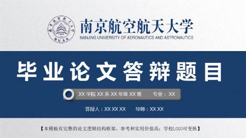 南京航空航天大学 开题报告论文答辩精美框架式PPT模板