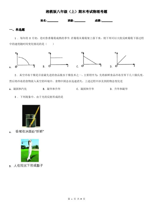 湘教版八年级(上)期末考试物理考题