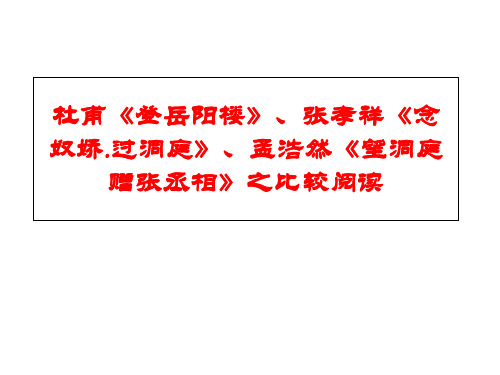 古诗词诵读杜甫《登岳阳楼》、张孝祥《念奴娇过洞庭》标准课件(17张)统编版高中语文必修下册