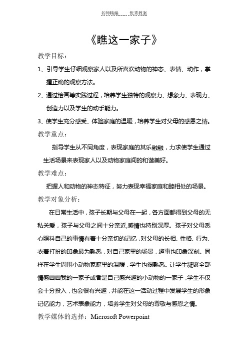 苏少版美术六上《瞧这一家子》教学设计