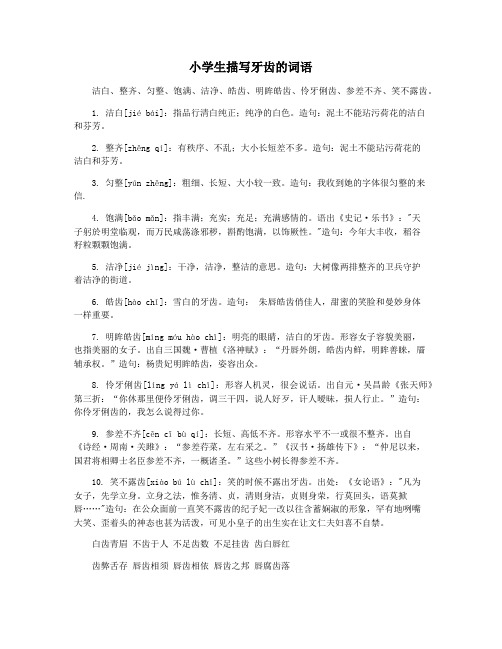 小学生描写牙齿的词语